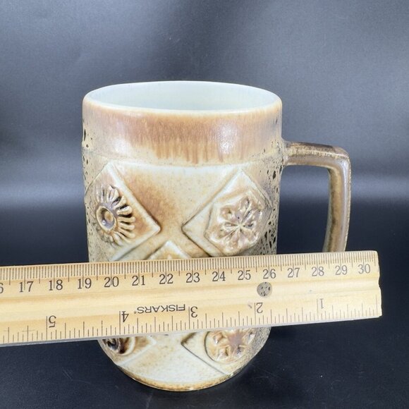 Vintage Israel Jerusalem Pottery Ceramic Coffee Cup Mug Large Mug Brown Textured - Picture 5 of 14